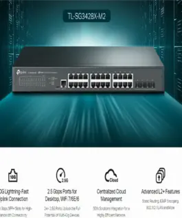 Alternative view of 24-портов комутатор TP-Link TL-SG3428X-M2 JetStream 2.5GBASE-T L2+ управляван с 4 10GE SFP+ слота