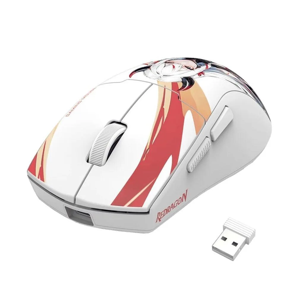 Безжична Bluetooth и кабелна геймърска мишка Redragon K1ng Max Anime M918AKG-PRO - бяла - Image 2