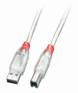 КАБЕЛ USB LINDY - USB to USB - USB 2.0 Cable - Type A to B - 50 m - Transparent - PN 41755