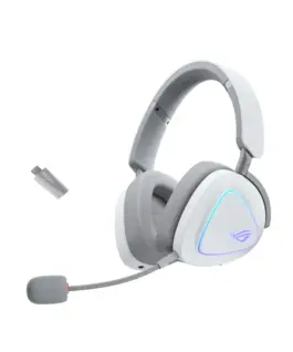Геймърски безжични слушалки ASUS ROG Delta II White - USB-C Aura Sync RGB