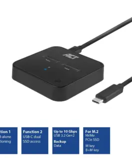 Alternative view of Двойна SSD докинг станция, ACT M.2 NVMe/PCIe за клониране, USB-C 3.2 Gen2, 10 Gbps