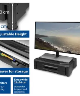 Alternative view of Стойка за монитор ACT AC8215, За бюро, с 2 чекмеджета, До 10 кг, Черна
