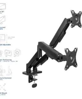Alternative view of ACT Стойка за 2 бр. монитора за бюро AC8314, Регулируема, 17" - 34", 9 кг, газова пружина