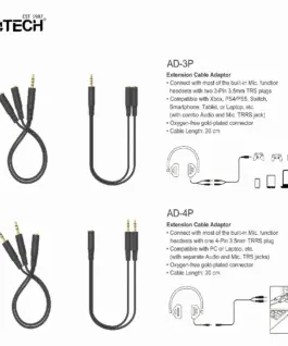A4Tech Адаптер AD-3P 3.5mm жак мъжко - 2 х 3.5мм жак
