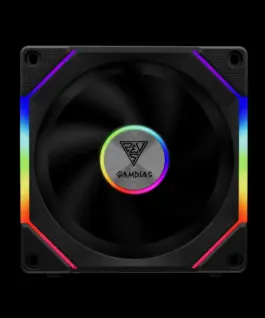 Alternative view of Gamdias Комплект вентилатори Fan Pack 3-in-1 3x120mm - AEOLUS P2-1203, Swappable Fan Blades (Reverse Fan Blades Included), Daisy-Chain, Infinity Mirror, A-RGB