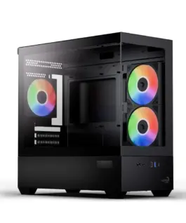 AeroCool кутия Case mATX - P300D Digi-G-BK-v1 - Digital Display USB-C 3 x 120 mm A-RGB