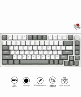 Alternative view of Ajazz геймърска механична клавиатура Gaming Mechanical Keyboard AK820 - AS Red Switch [Linear] (English US), Gray White, White Light