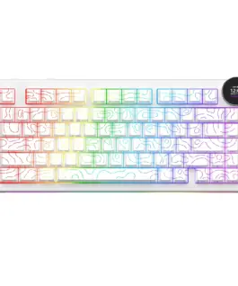 Ajazz геймърска механична клавиатура Wireless Gaming Mechanical Keyboard AK820 V2 PRO - White peach Switch [Linear] (English US)