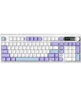 Ajazz геймърска механична клавиатура Wireless Gaming Mechanical Keyboard AK980 V2 - Gift Switch [Linear] (English US) Purple White