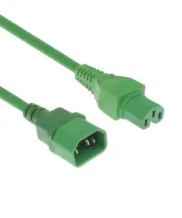 Захранващ кабел ACT C14 - C15 2m Зелен