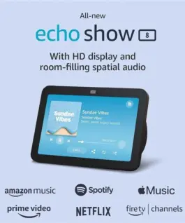 Alternative view of Смарт тонколона Amazon Echo Show 8 (Gen 3), Сензорен екран, Гласов асистент, Черен