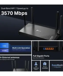 Безжичен рутер TP-Link Archer BE220 Dual-Band Wi-Fi 7