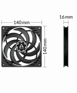 Arctic управляем вентилатор Fan 140x140x16mm – P14 SLIM PWM PST –