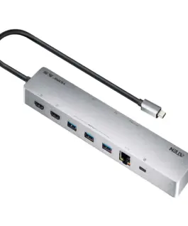 ATEN Докинг 11-in-1 USB-C Multiport Dock + Power Pass-Through 2 x HDMI LAN3.5mm USB-C SD Card microSD 3 x USB