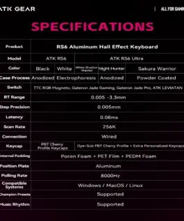 ATK професионална геймърска механична клавиатура Professional Gaming Mechanical Keyboard RS6 Ultra – 8K