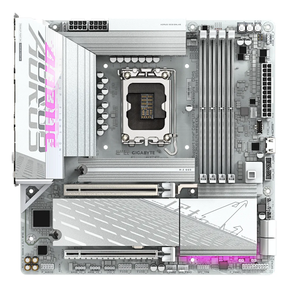 Дънна платка GIGABYTE B860M AORUS ELITE WiFi 6E ICE LGA 1851
