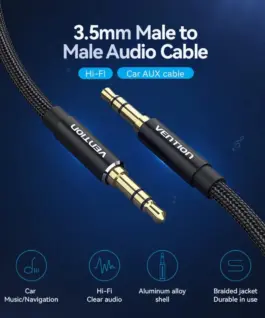 Alternative view of Vention Аудио Кабел 3.5mm Audio Cable  M/M Cotton Braided 1.5m - BAWBG