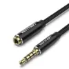 Vention Аудио Кабел Cotton Braided TRRS 3.5mm Male to 3.5mm F - 0.5m - Gold plated Aluminum alloy -