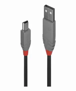 КАБЕЛ USB LINDY - USB-A to mini USB - USB 2.0 Type A to Mini-B Cable - Anthra Line - 20 m - Black - PN