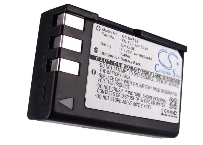 Батерия за апарат NIKON EN-EL9 D-SLR D40 D60 D3000 D5000, 7.4V, 1000mAh, Li-Ion, Cameron Sino - Image 2