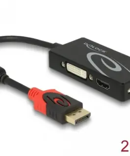 Адаптер DeLock DisplayPort 1.2 мъжко > VGA / HDMI / DVI женско 4K
