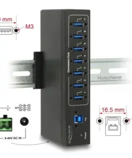 Alternative view of Външен индустриален хъб Delock, 7 x USB 3.0 Type-A с 15 kV ESD защита