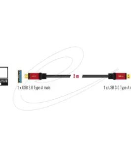 Delock Cable USB 3.0 Type-A male > USB 3.0 Type-A male 3 m metal