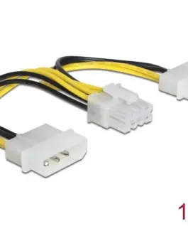 Кабел DeLock Power 2 x 4 pin Molex мъжко > 8 pin EPS мъжко 15 cm