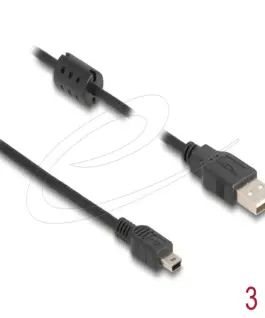 Alternative view of Кабел Delock USB 2.0 мъжко към mini-B USB 2.0  мъжко, двойно екраниран, трансфер до 480 Mb/s, 3.0м,