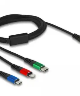 Кабел за зареждане Delock 3 в 1 USB-C - Lightning / Micro USB / USB Type-C 1m