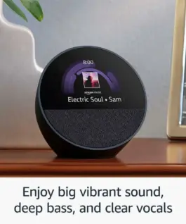 Alternative view of Смарт часовник Amazon Echo Spot 2024, Alexa асистент, Черен