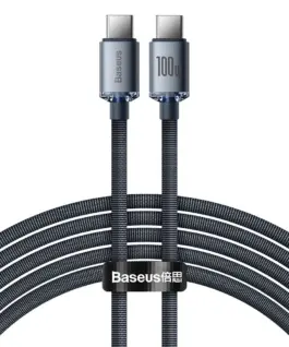 Кабел Baseus Crystal Shine Type-C към Type-C 100W черен 2 м