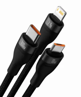 Кабел Baseus Flash Ⅱ USB-A към M+L+C 100W Fast Charging 1.2 м