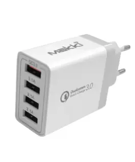 Makki бързо зарядно Fast Charger - QC3.0+3xUSB 30W White - MAKKI-QC48W4