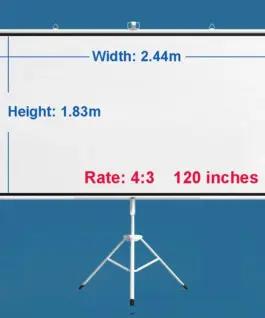 Екран на стойка  ESTILLO 244 х 183 см120" бял с черна рамка 4:3 11