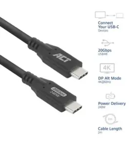 Alternative view of ACT Кабел USB-C - USB-C, 2 м / USB4, 20Gbps, 240W