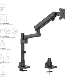 Alternative view of ACT Стойка за монитор макс. 40" с едно рамо, пружинен механизъм, до 12кг