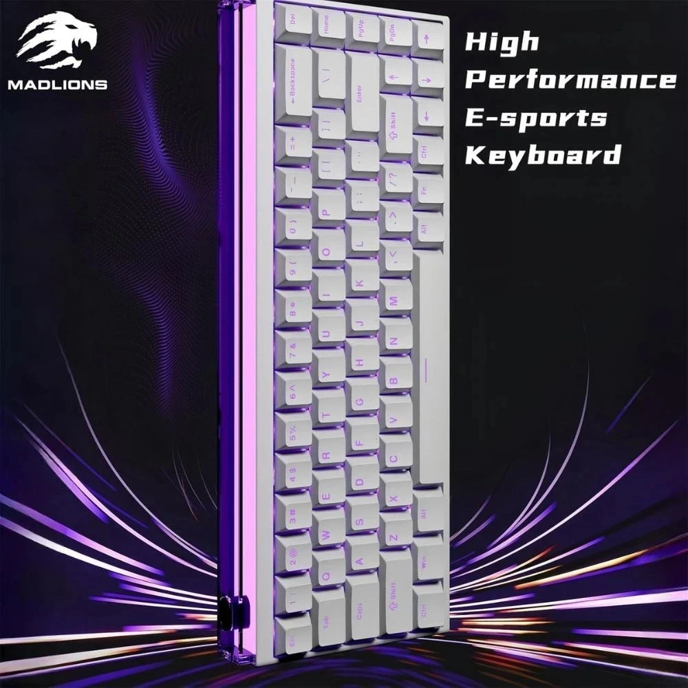 Madlions професионална геймърска механична клавиатура Professional Gaming Mechanical Keyboard NANO 68 WH - 8K, Magnetic Amber Pro Switches, (English US) - Image 2