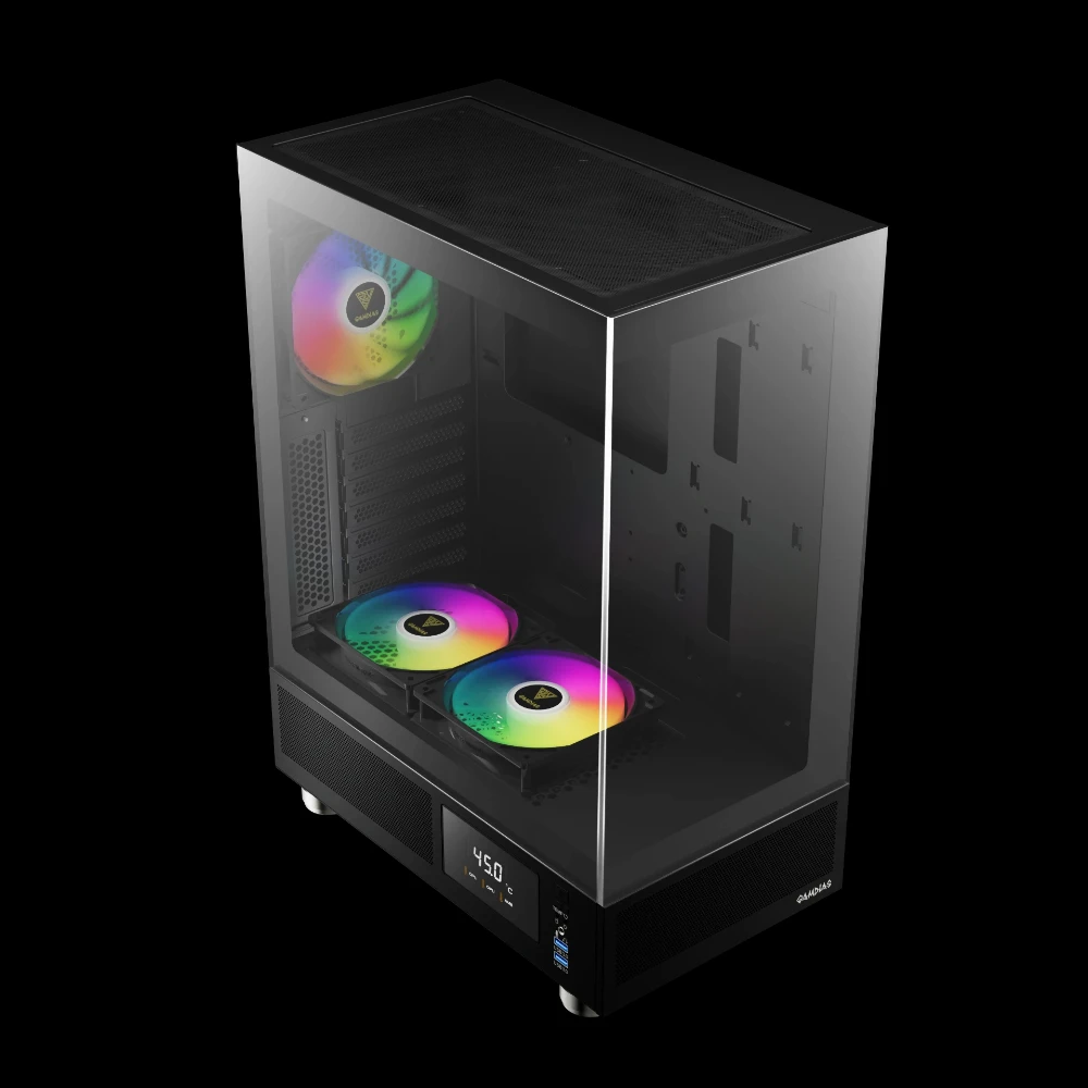 Gamdias кутия Case ATX - ATLAS E1 - 3 x 120 mm A-RGB, Digital Display, Tempered Glass - Image 3