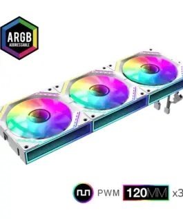 Alternative view of Gamemax Комплект вентилатори Fan Pack 3-in-1 3x120mm - FN12A-S3I White, Daisy-Chain, Addressable RGB