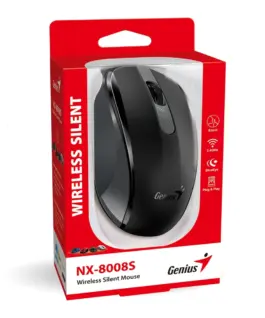 Genius безжина безшумна мишка Wireless Silent Mouse - NX-8008S Black - Silent