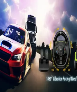 Alternative view of Genius волан с педали Racing Wheel with pedals SpeedMaster X2 - Gear shifter, Pedals, Dual-motor vibration