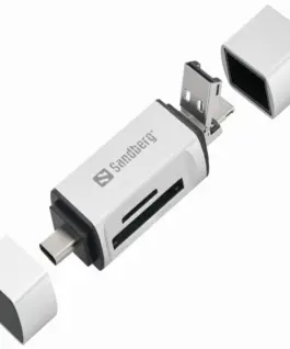 ЧЕТЕЦ ЗА КАРТИ SANDBERG USB-C+USB+MicroUSB - Silver - PN 136-28