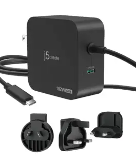 j5create JUP25102V Зарядно 220V-  GaN 102W  USB-C 2порта- за лаптопи таблети