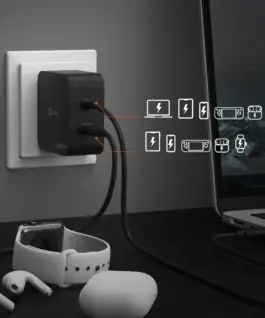 j5create JUP25102V Зарядно 220V- GaN 102W USB-C 2порта- за лаптопи