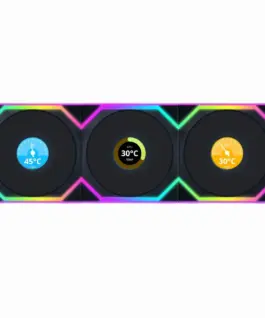 Вентилатори 3бр Lian Li UNI FAN SL Wireless LCD ARGB PWM - 120 mm Черен