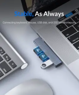Alternative view of Orico хъб USB3.0/2.0 HUB 3 port TYPE C, Aluminum - AH-W13-GY