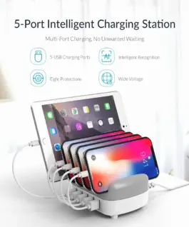 Orico зарядна станция за мобилни устройства Charger Station 220V – 5 x USB 40W White –
