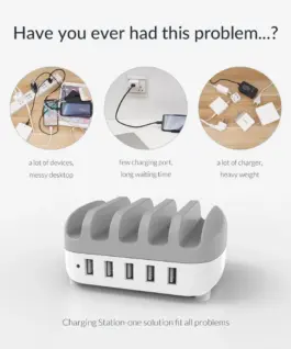 Orico зарядна станция за мобилни устройства Charger Station 220V – 5 x USB 40W White –