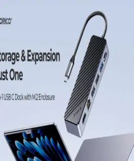 Alternative view of Orico докинг станция Portable Docking station M.2 SATA/NVMe - HDMI, USB3.2-A x 1, USB-C (10Gbps) x 1,USB-C (PD100W), USB2.0-A x 2, LAN - OM28PR-G2-BK